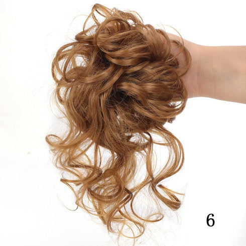Synthetic bun wig fluffy hair ring ball head